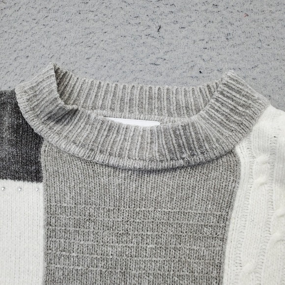 Alfred Dunner Sweater Womens Petite Large Multi Colorblock Rhinestone Pullover - Picture 7 of 9